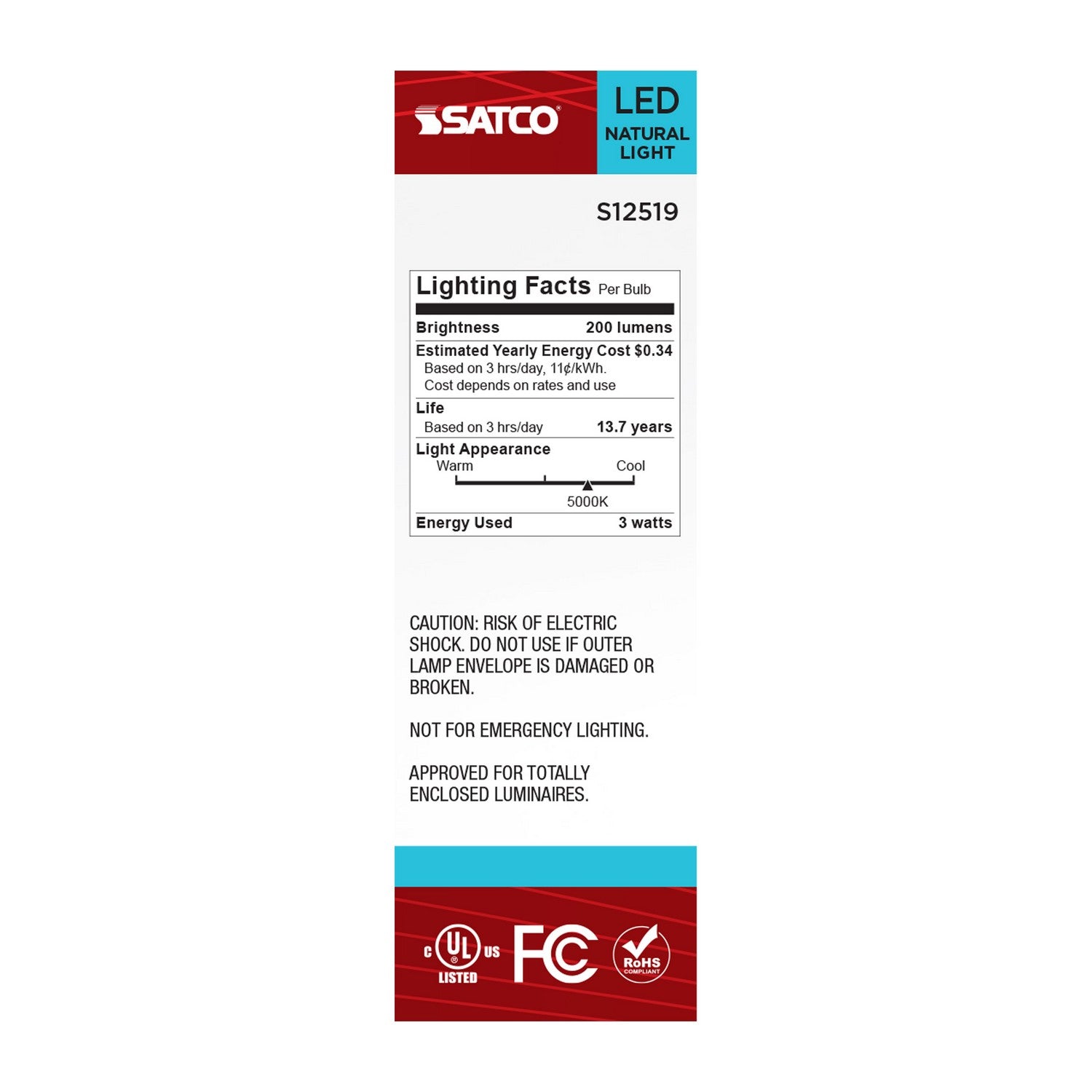 Satco - S12519 - Light Bulb - Clear