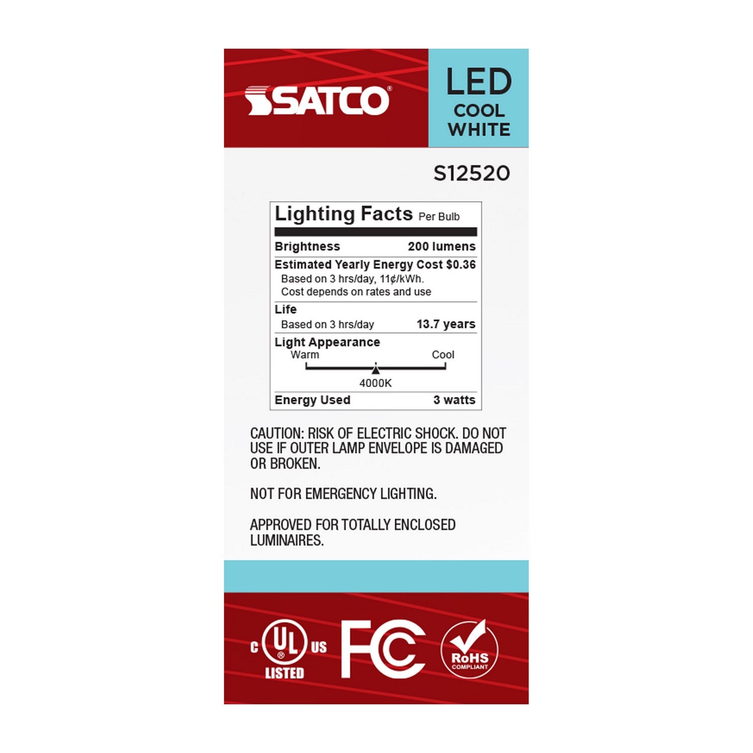 Satco - S12520 - Light Bulb - Clear