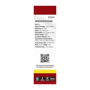 Satco - S12524 - Light Bulb - Clear