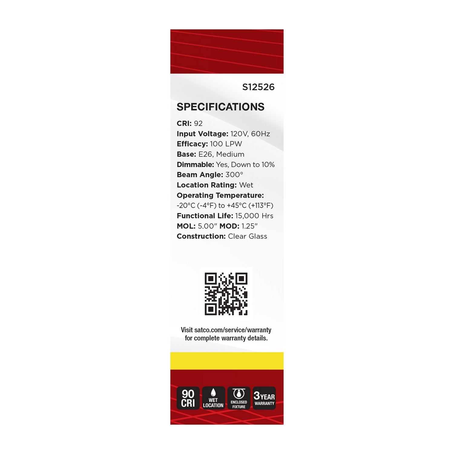 Satco - S12526 - Light Bulb - Clear