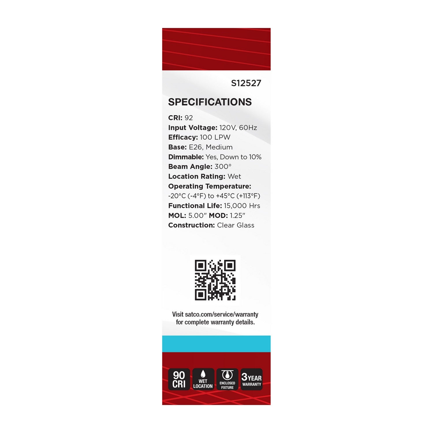 Satco - S12527 - Light Bulb - Clear
