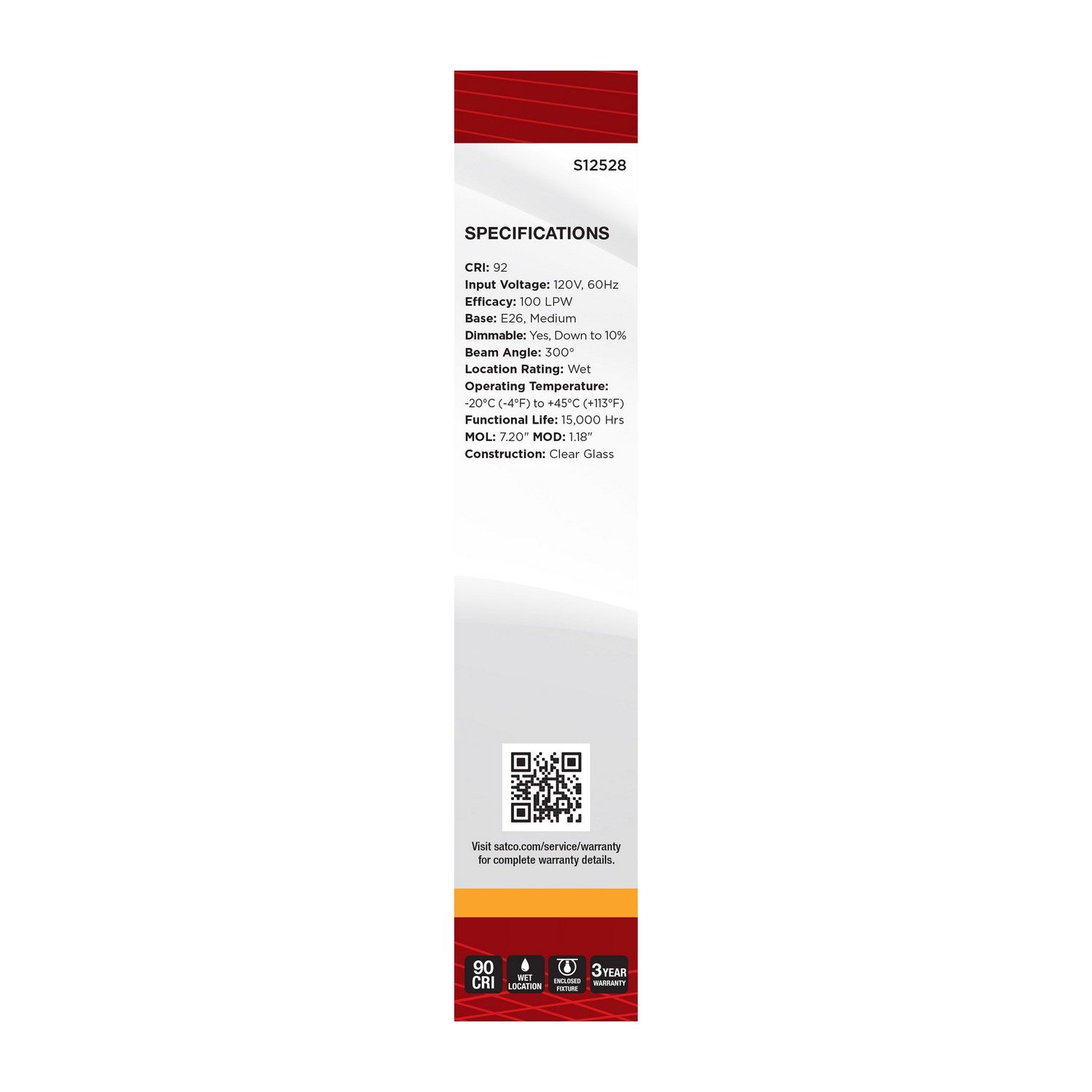Satco - S12528 - Light Bulb - Clear