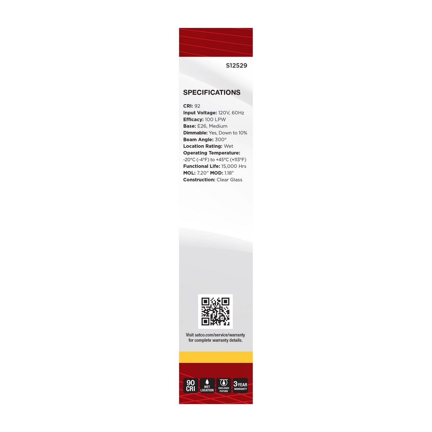 Satco - S12529 - Light Bulb - Clear