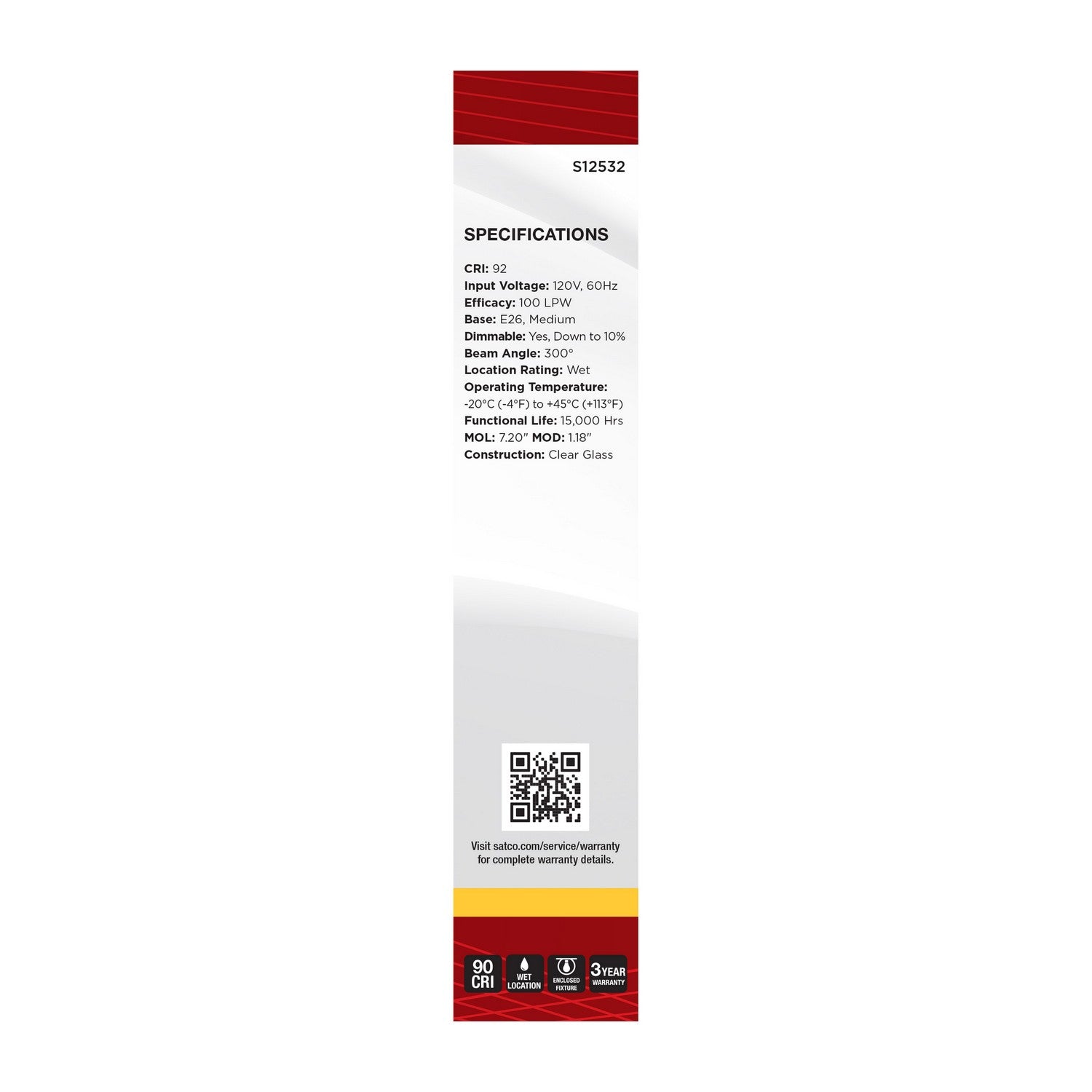 Satco - S12532 - Light Bulb - Clear