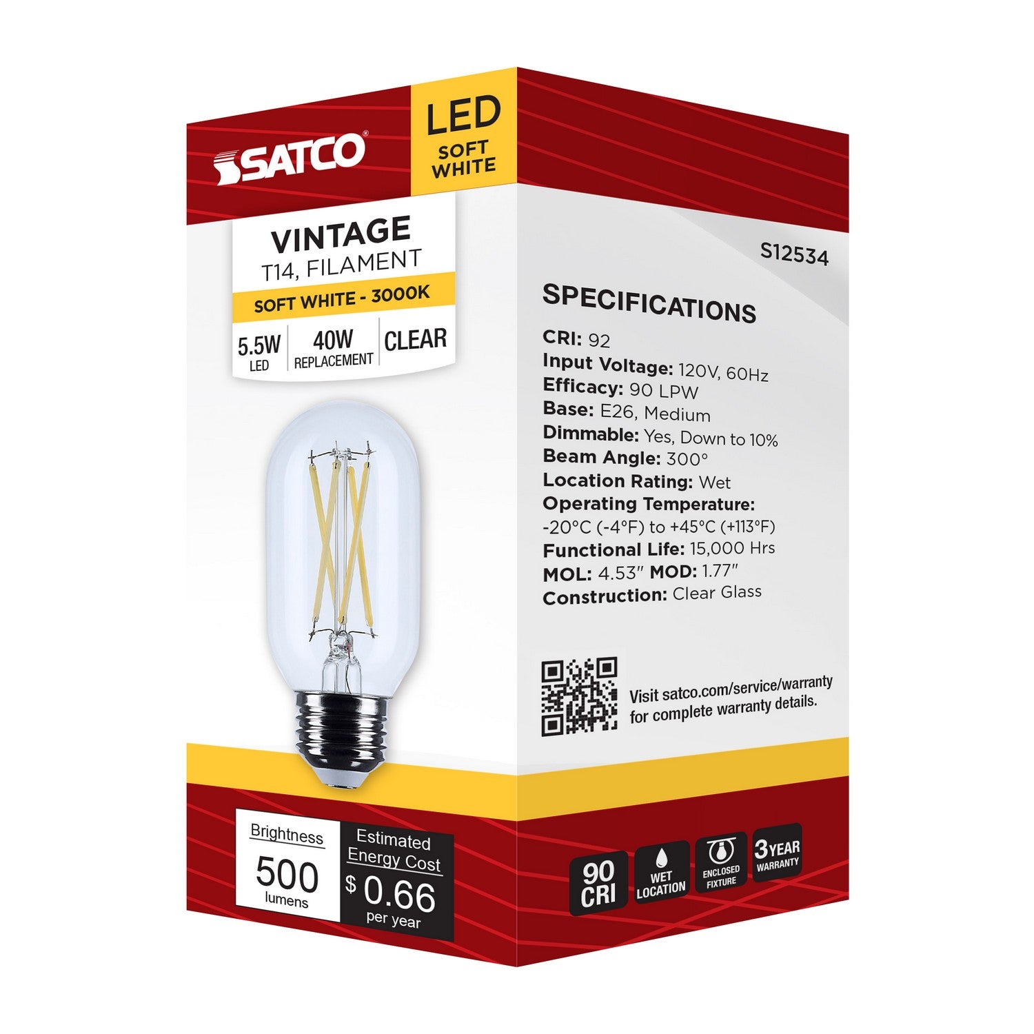 Satco - S12534 - Light Bulb - Clear