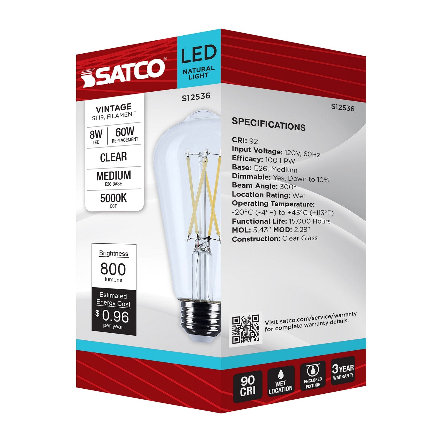 Satco - S12536 - Light Bulb - Clear