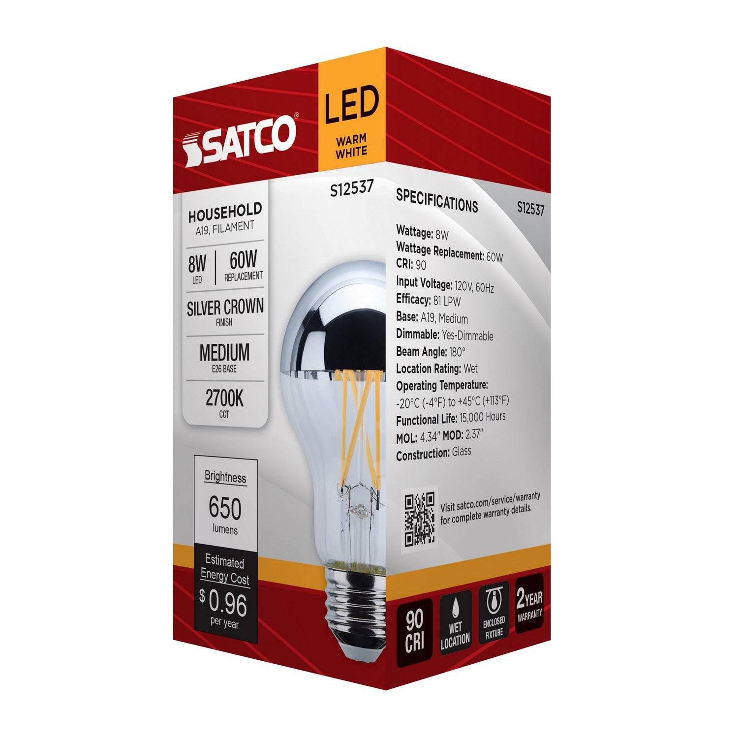 Satco - S12537 - Light Bulb - Silver