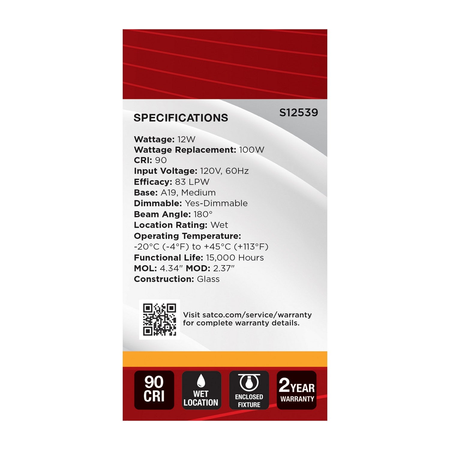 Satco - S12539 - Light Bulb - Silver