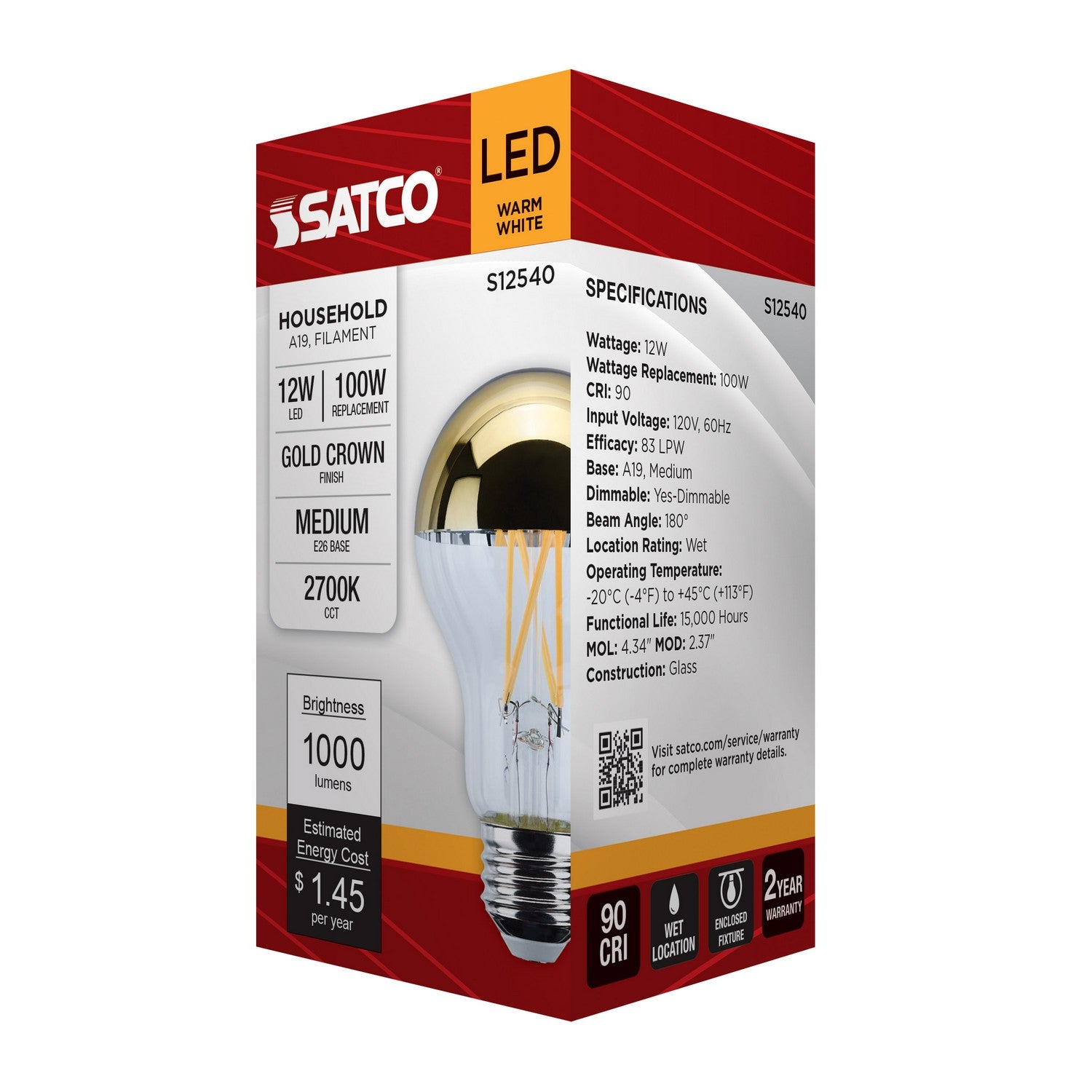 Satco - S12540 - Light Bulb - Gold