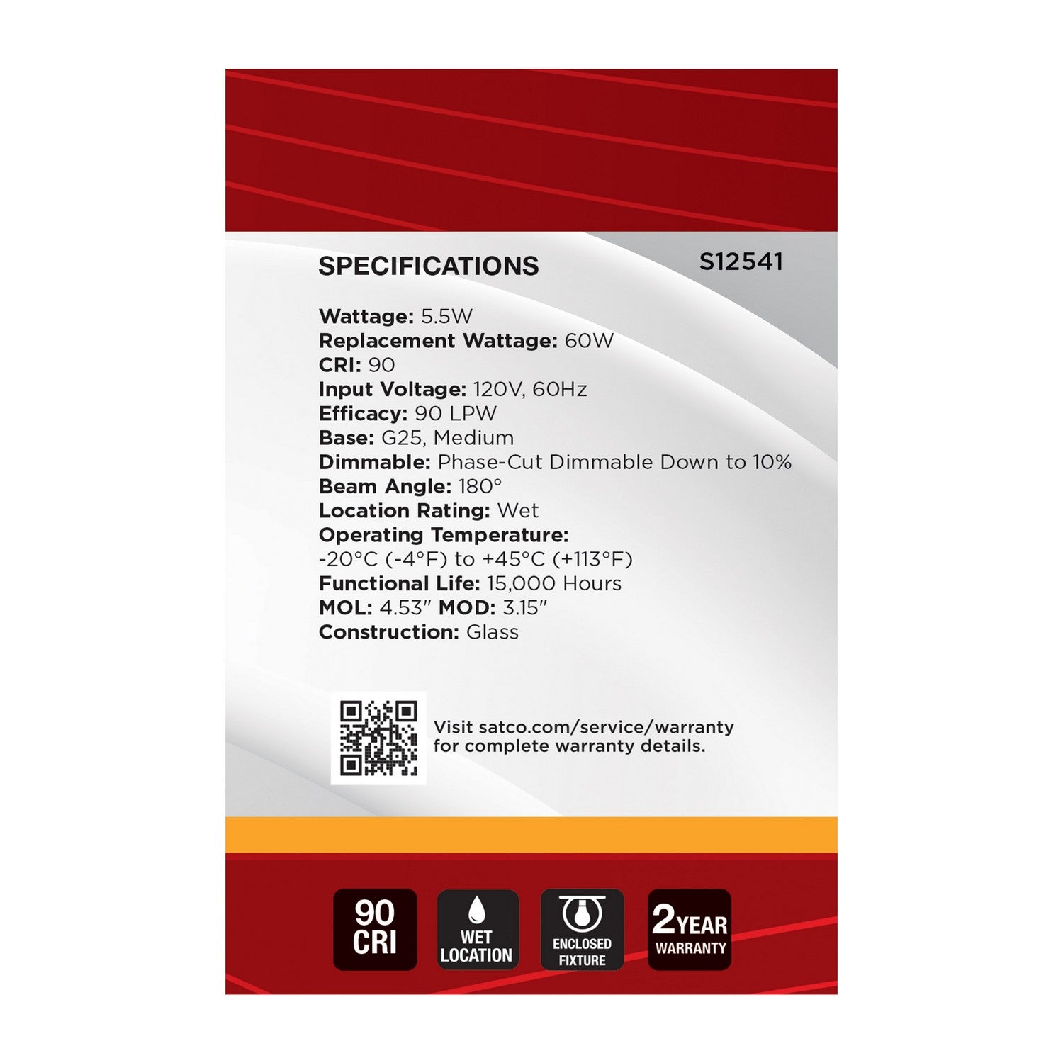 Satco - S12541 - Light Bulb - Silver