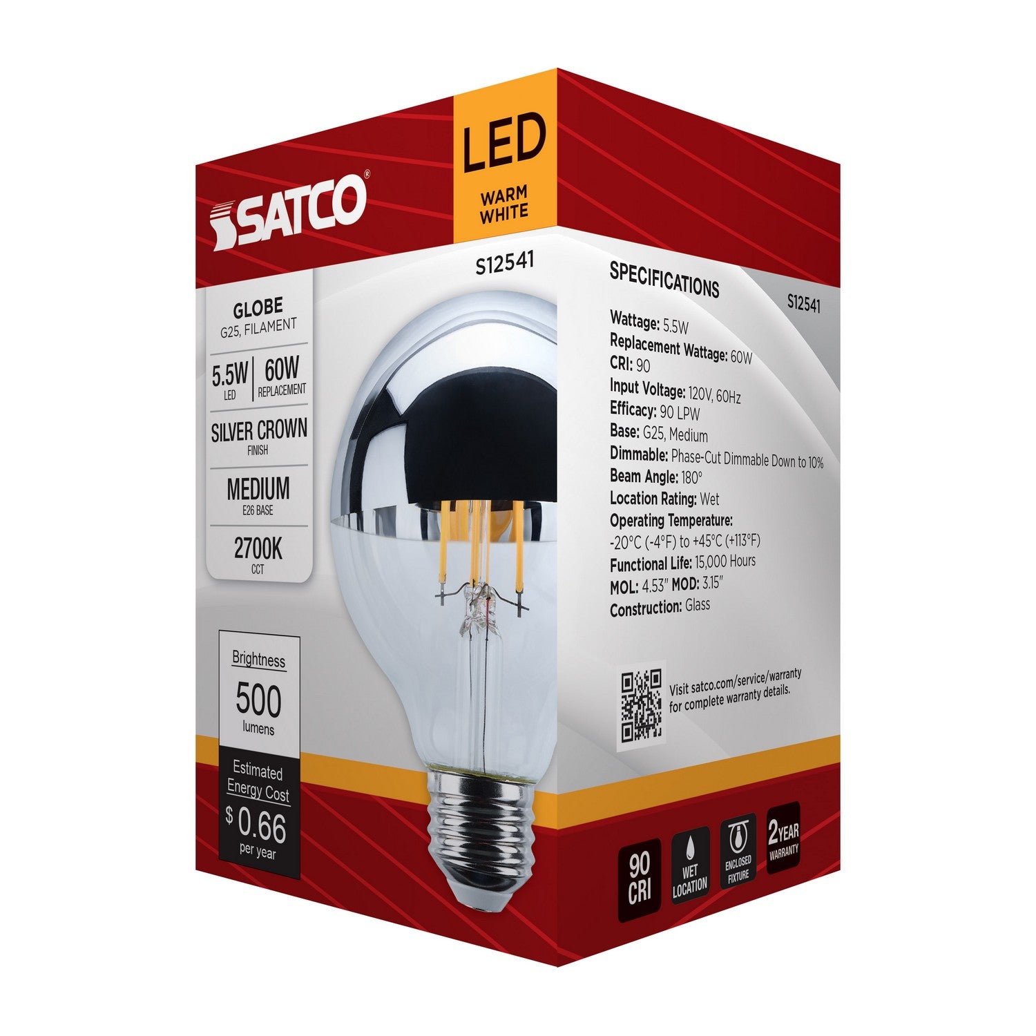 Satco - S12541 - Light Bulb - Silver