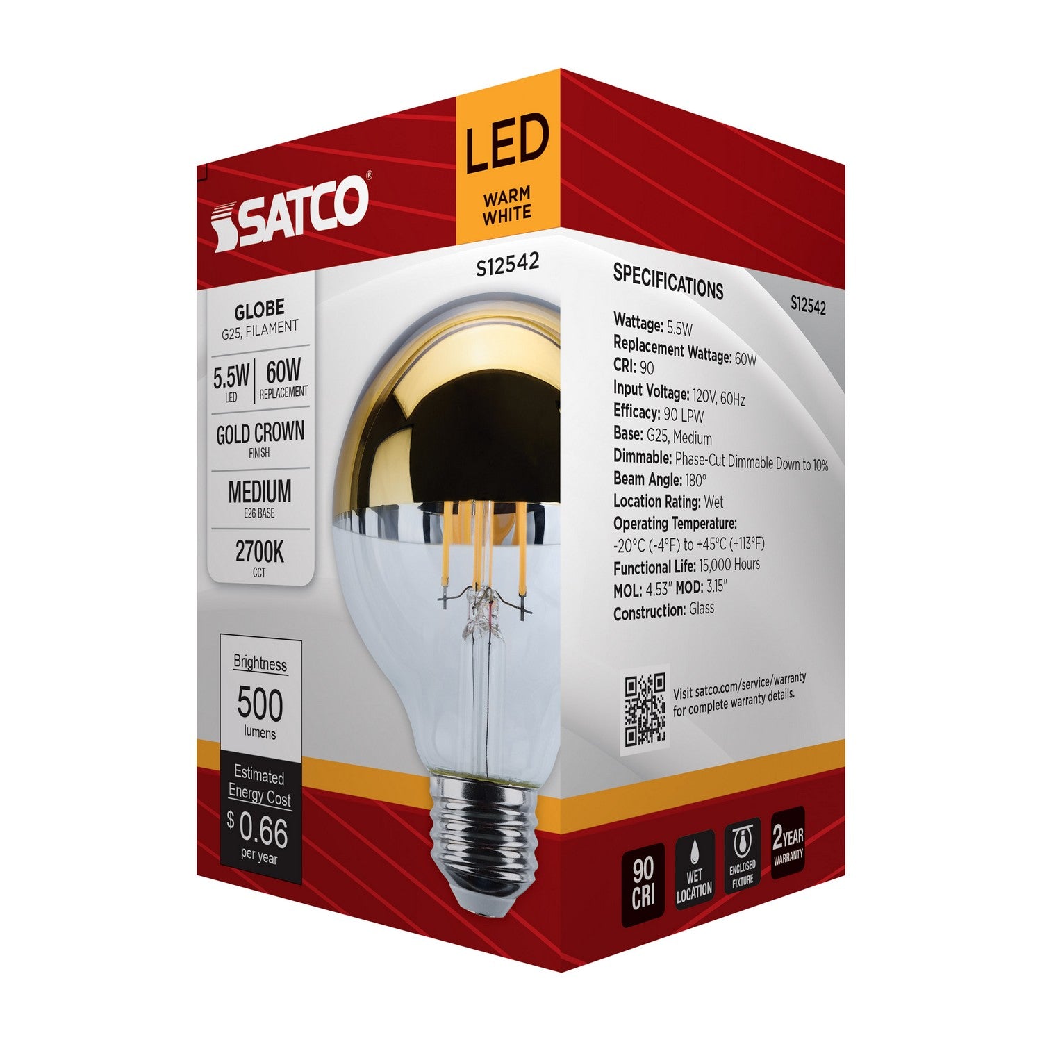 Satco - S12542 - Light Bulb - Gold