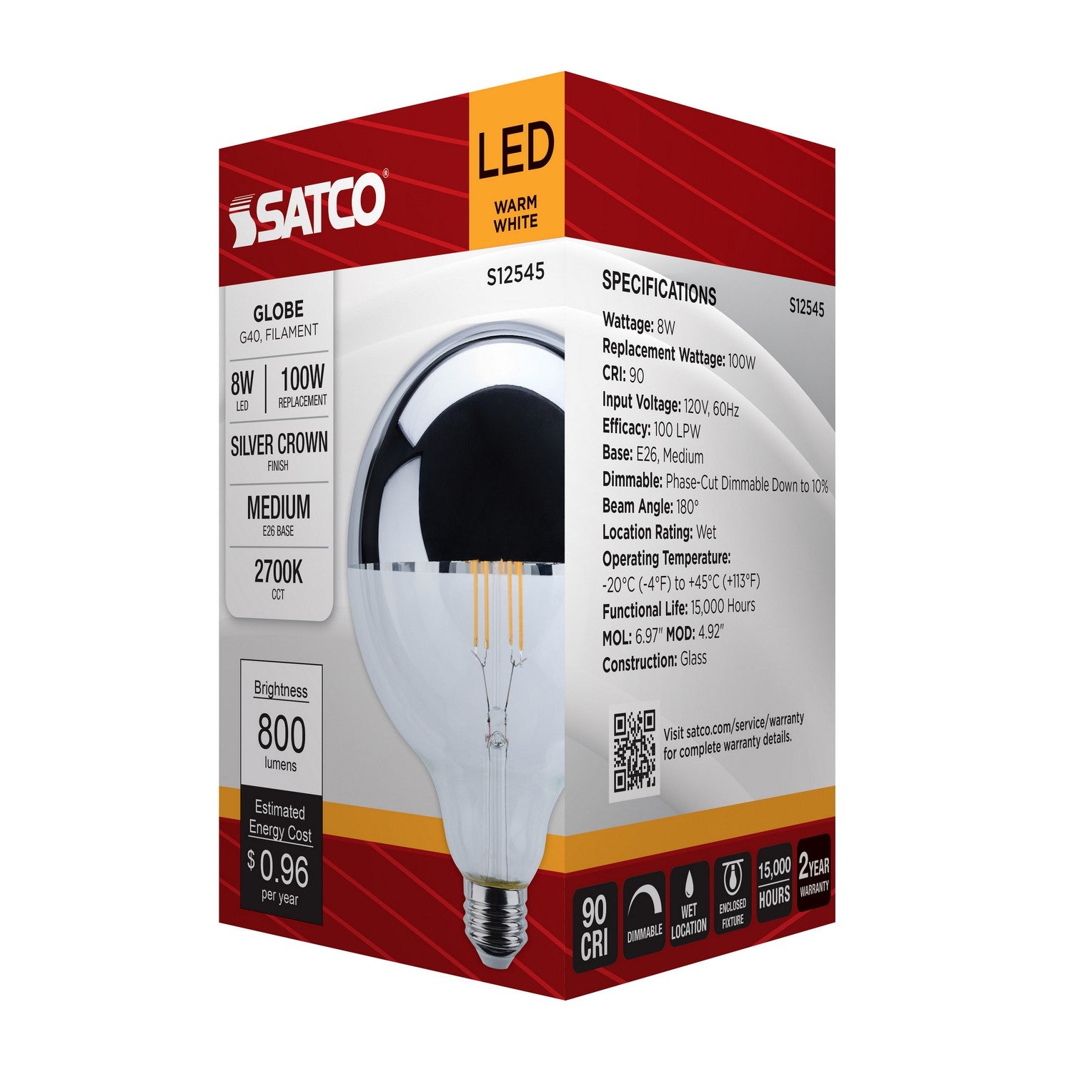 Satco - S12545 - Light Bulb - Silver