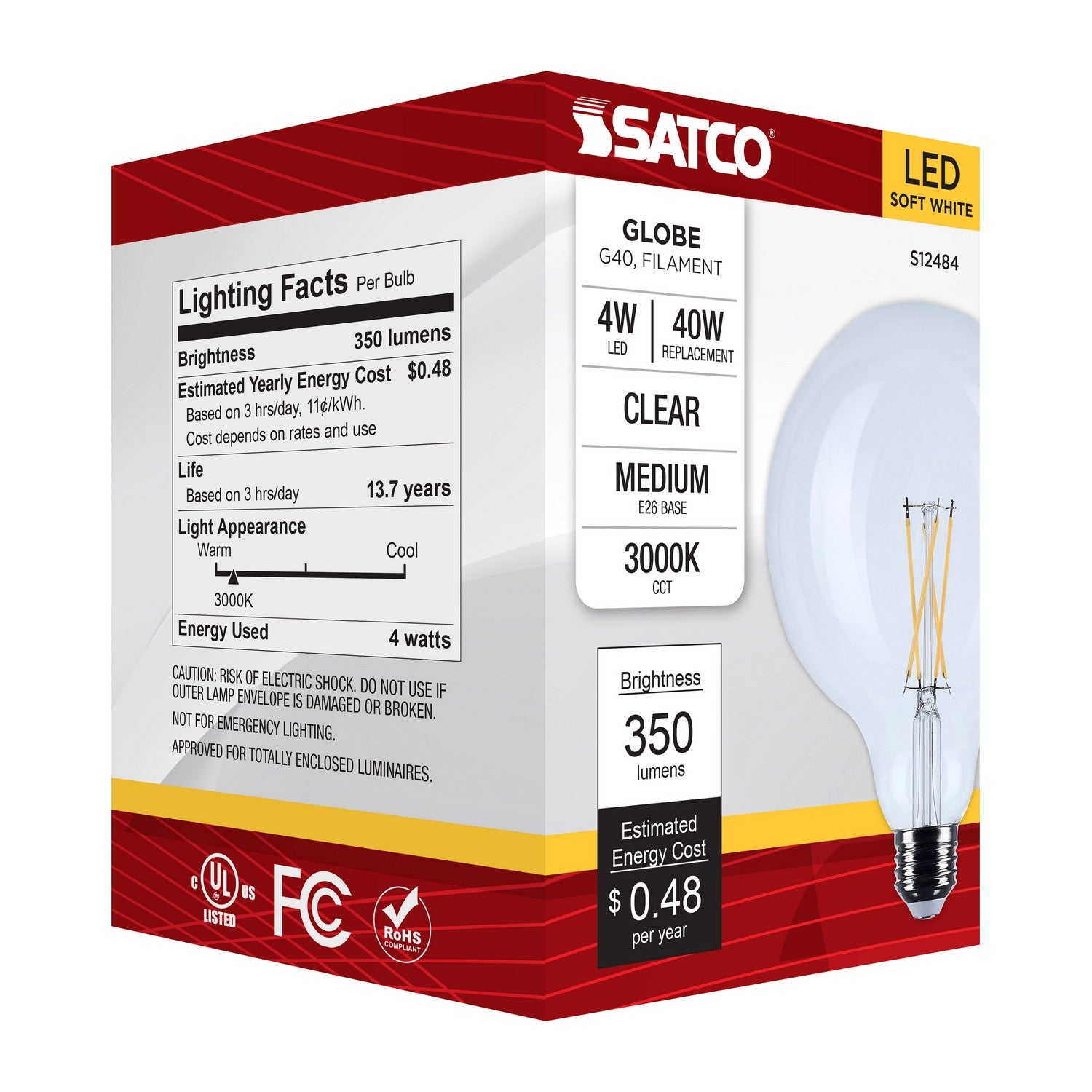 Satco - S12484 - Light Bulb - Clear