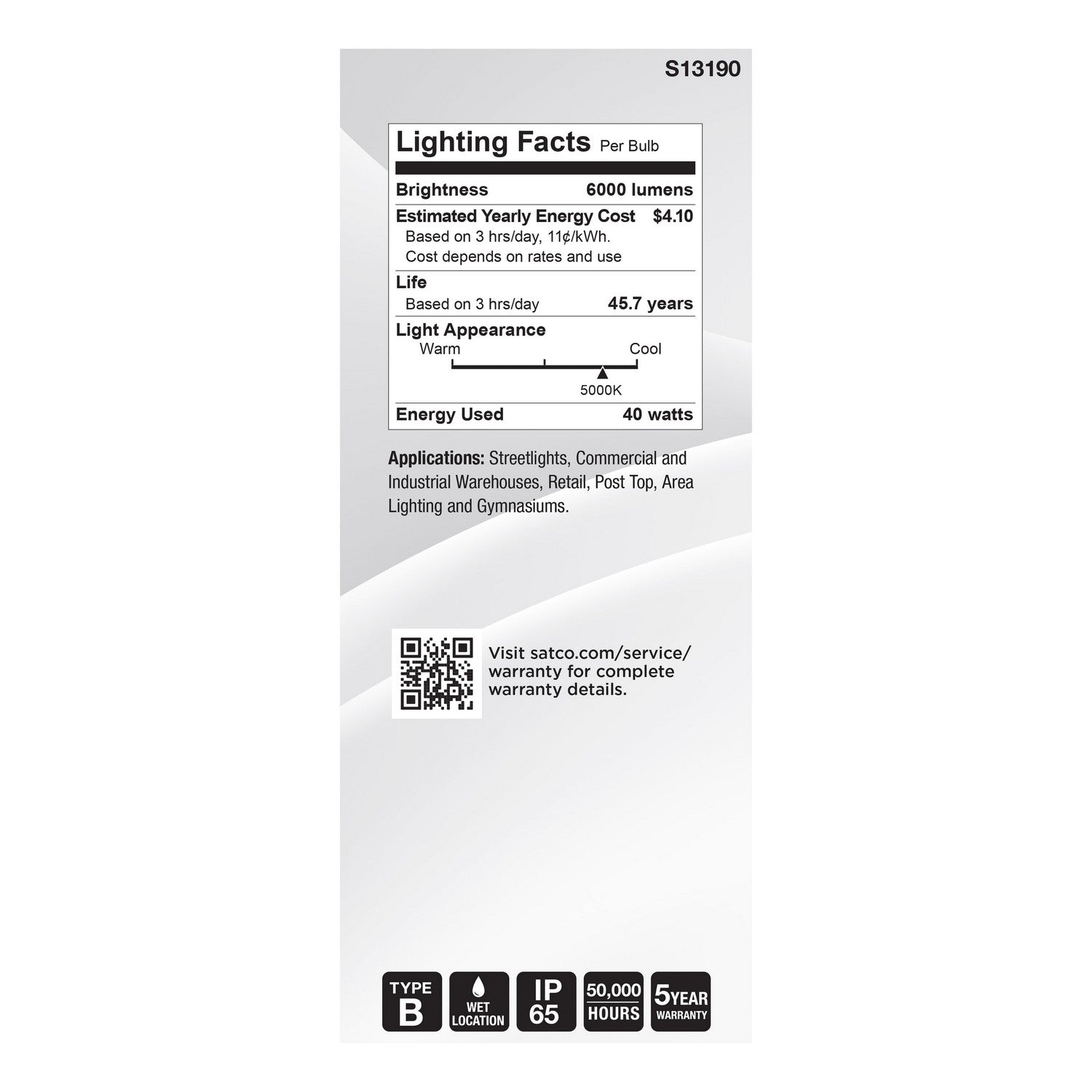 Satco - S13190 - Light Bulb - White