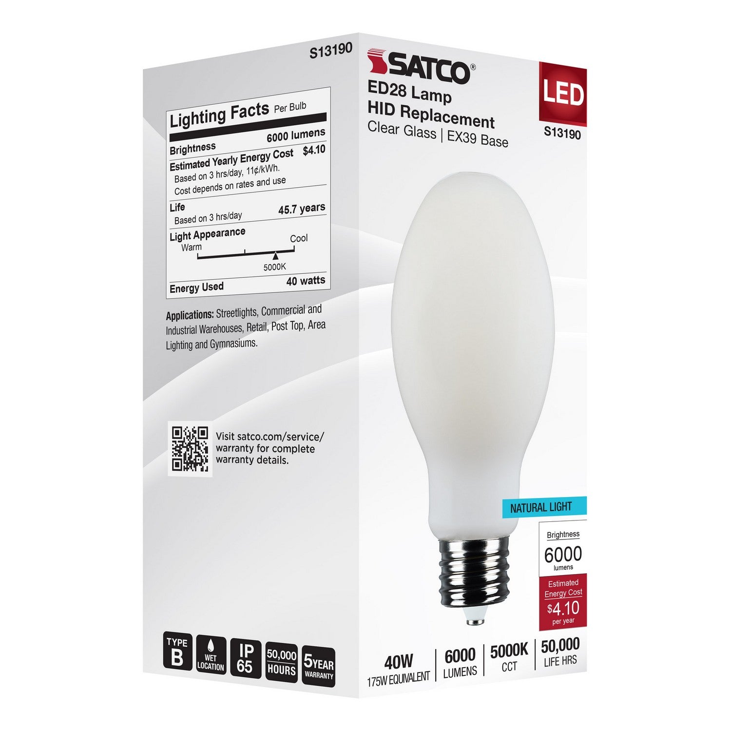 Satco - S13190 - Light Bulb - White