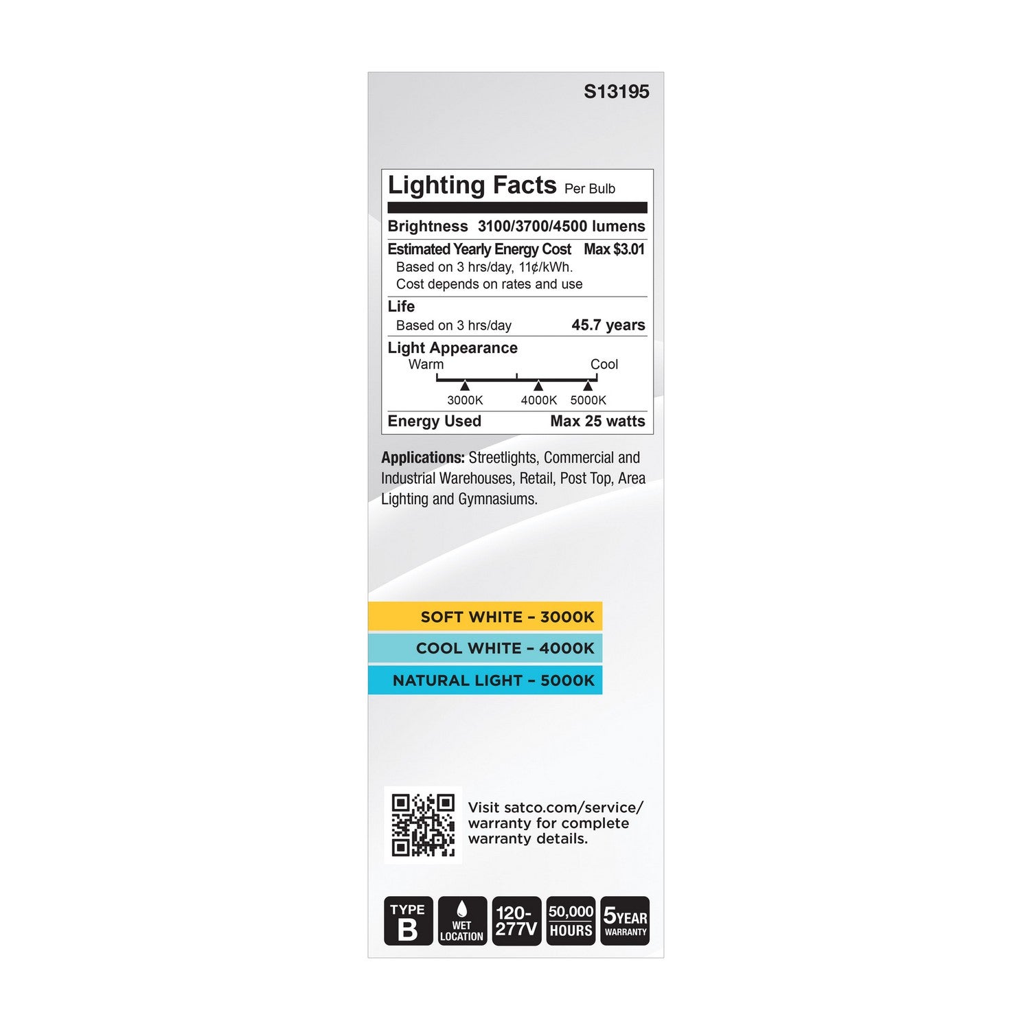 Satco - S13195 - Light Bulb - Clear