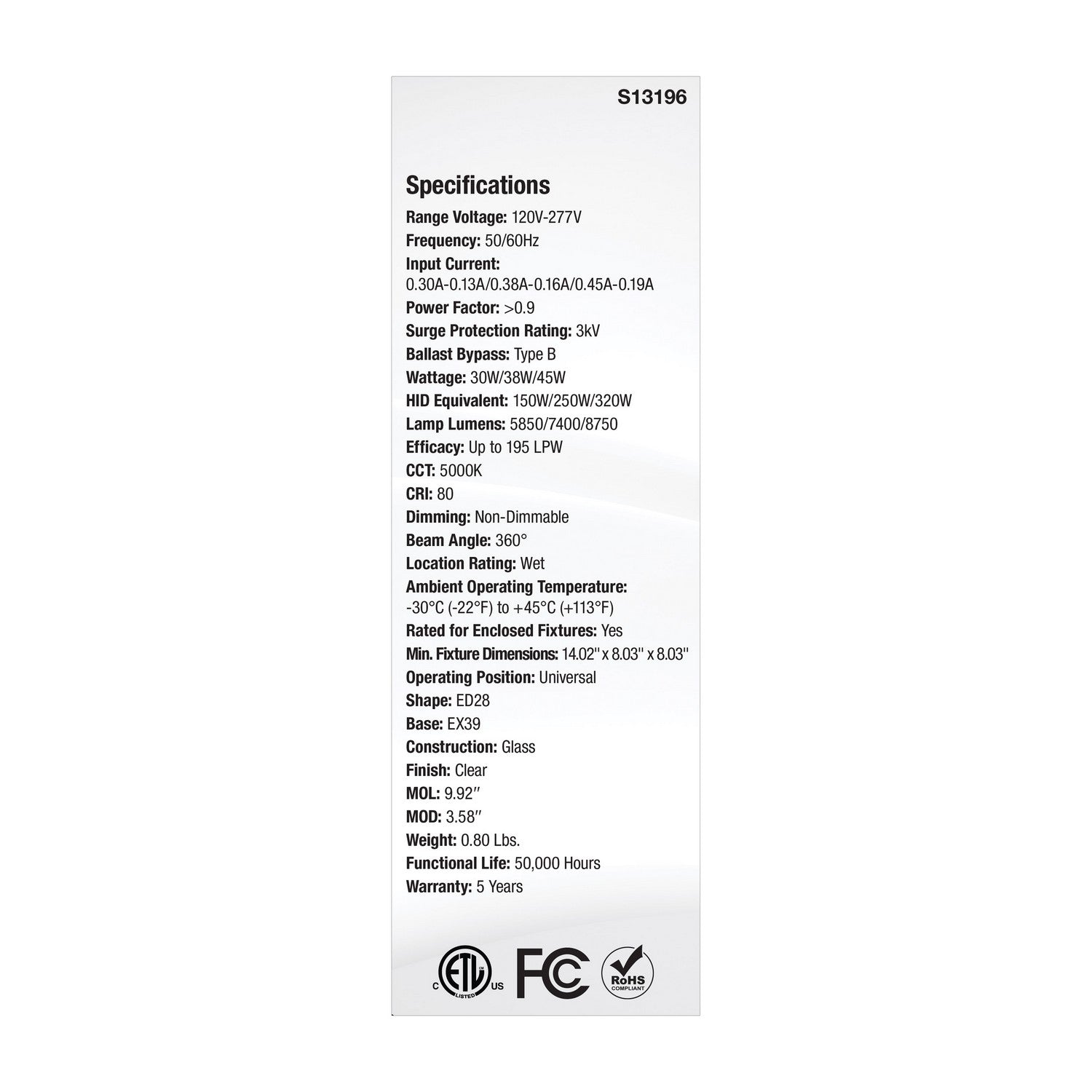 Satco - S13196 - Light Bulb - Clear