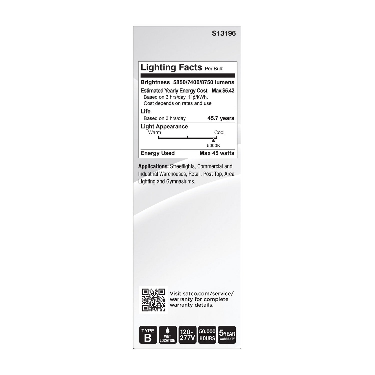 Satco - S13196 - Light Bulb - Clear