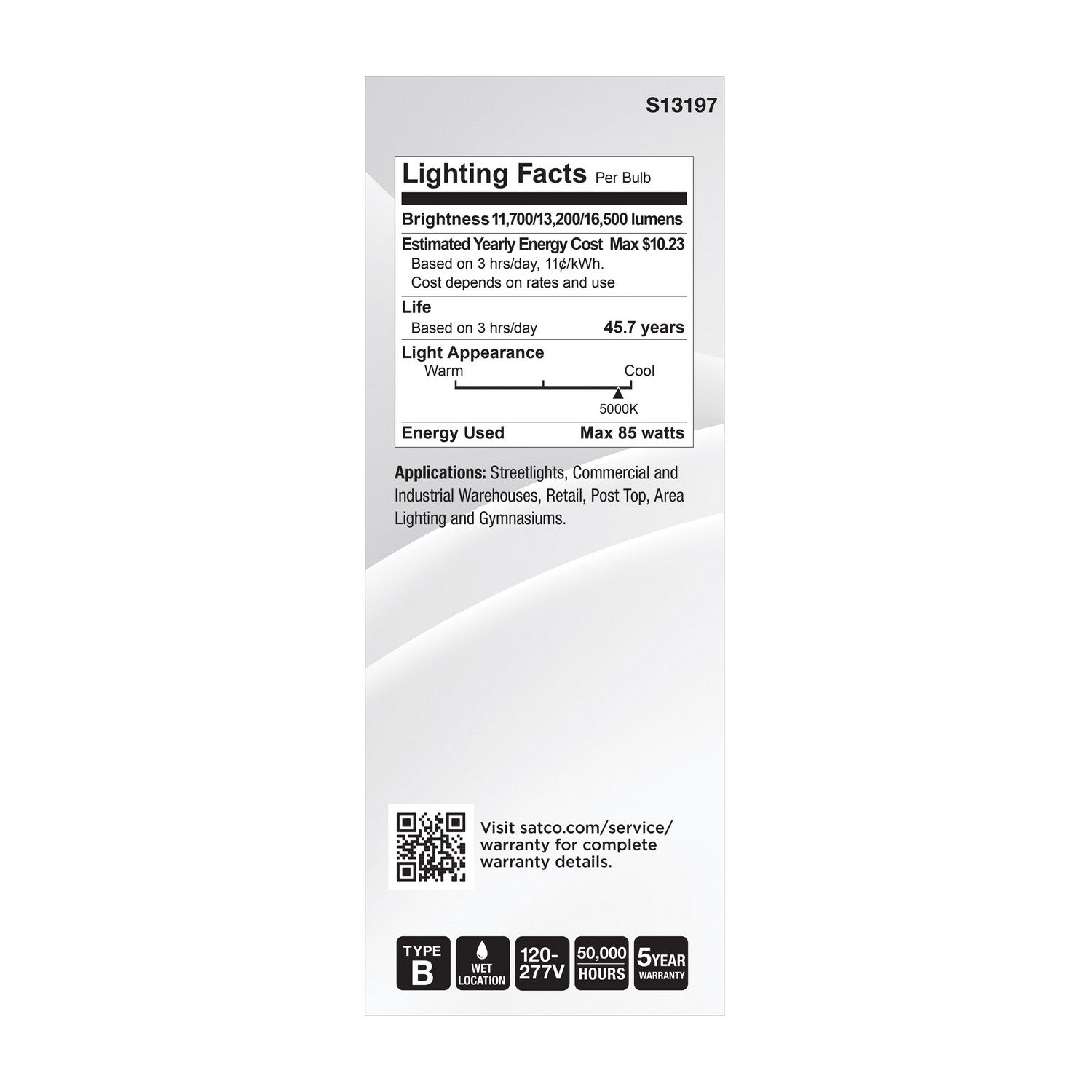 Satco - S13197 - Light Bulb - Clear