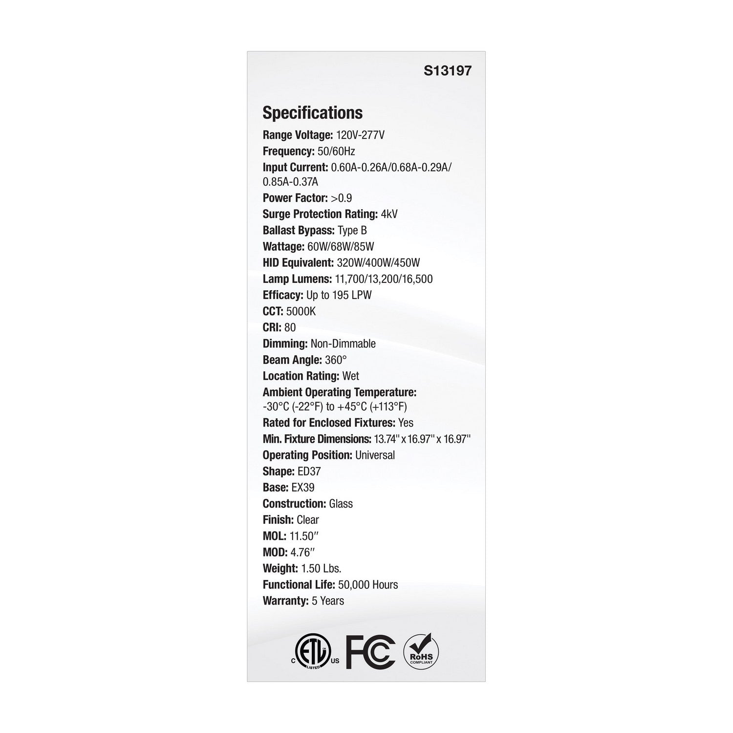 Satco - S13197 - Light Bulb - Clear