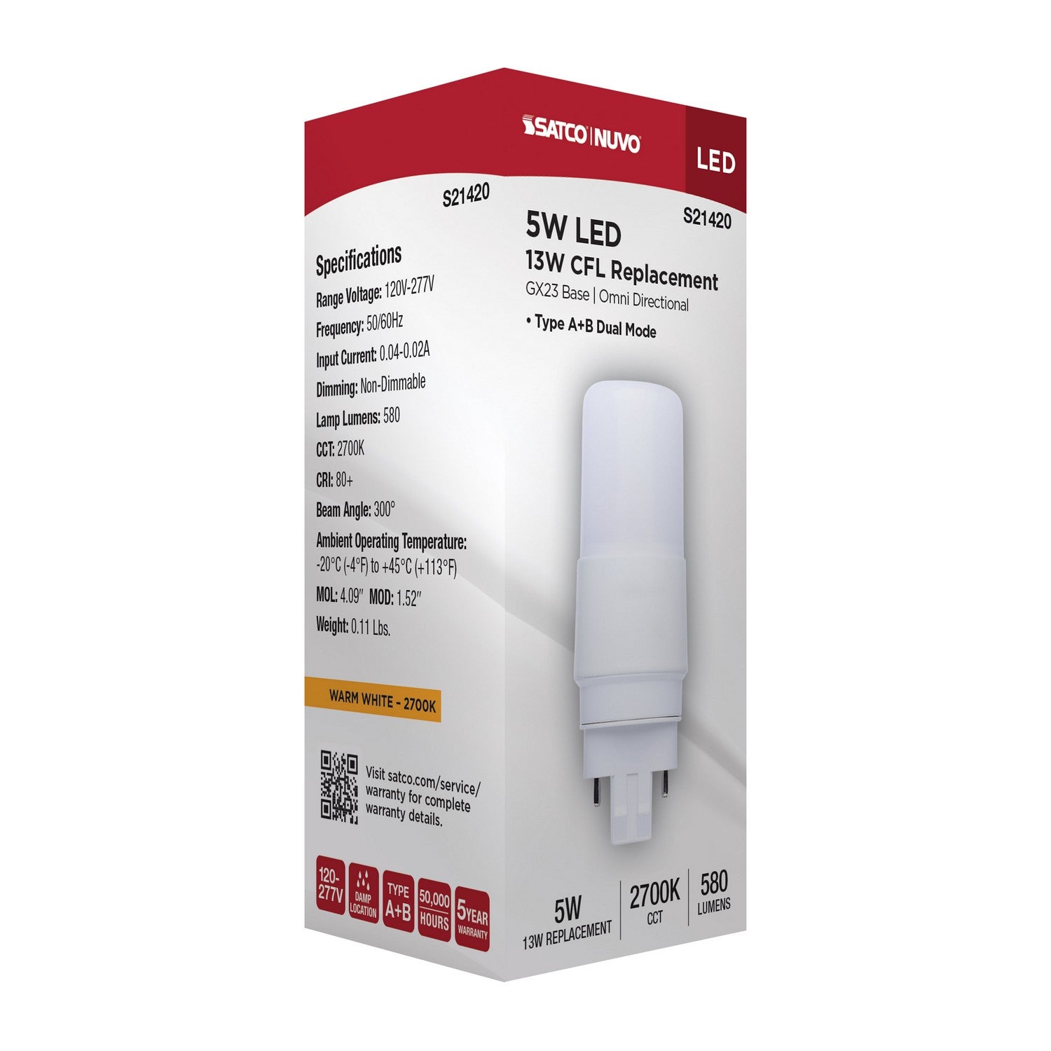Satco - S21420 - Light Bulb - Frost