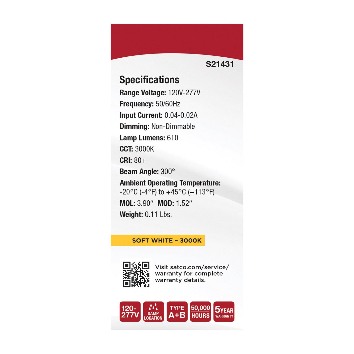 Satco - S21431 - Light Bulb - Frost