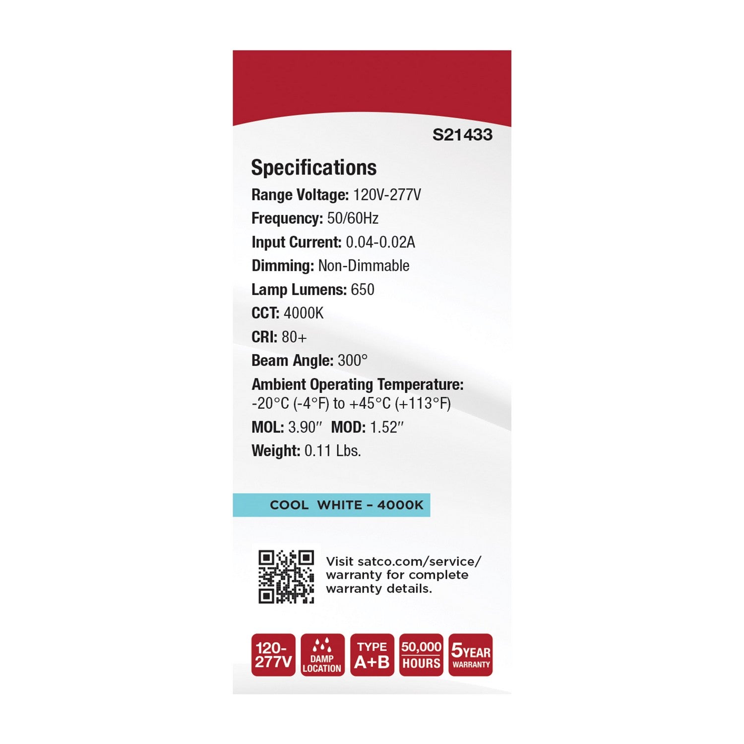 Satco - S21433 - Light Bulb - Frost