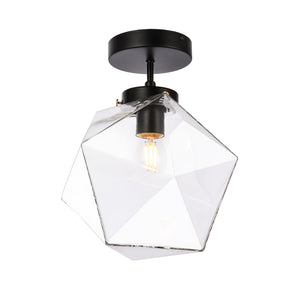 Elegant Lighting - LD2346BK - One Light Flush Mount - Lawrence - Black and Clear