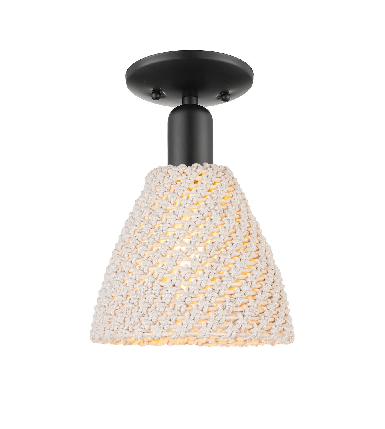 Innovations - 716-1C-BK-NBD-75-NAT - One Light Semi-Flush Mount - Arcadia - Matte Black