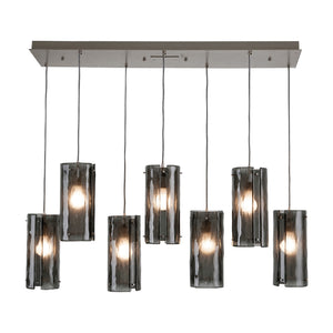 Hammerton Studio - PLB0044-05-NB-FG-C01-E2 - Five Light Pendant - Textured Glass - Novel Brass