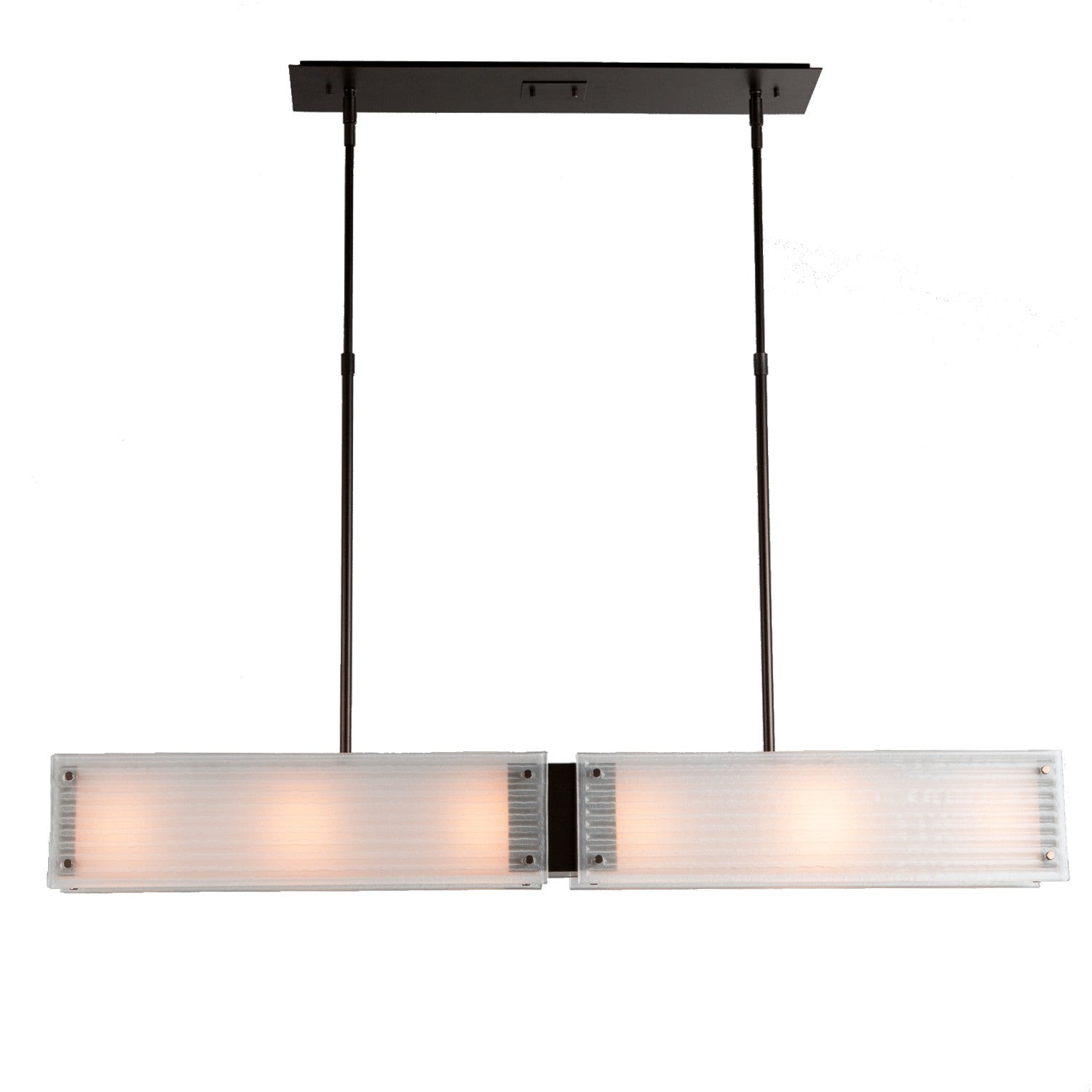 Hammerton Studio - PLB0044-44-CS-FG-001-E2 - Six Light Linear Chandelier - Textured Glass - Classic Silver
