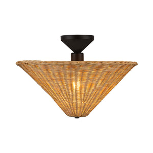 Alora - SF497016MBRA - One Light Semi-Flush Mount - Bridgette - Matte Black/Rattan