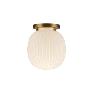 Alora - SF579107BGGR - One Light Semi-Flush Mount - Cherise - Brushed Gold/Glossy Ribbed Opal Glass