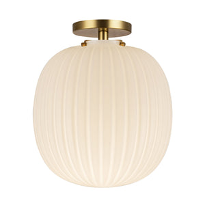 Alora - SF579112BGGR - One Light Semi-Flush Mount - Cherise - Brushed Gold/Glossy Ribbed Opal Glass