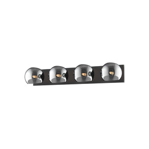 Alora - VL548431MBSM - Four Light Bathroom Fixtures - Willow - Matte Black/Smoked Solid Glass