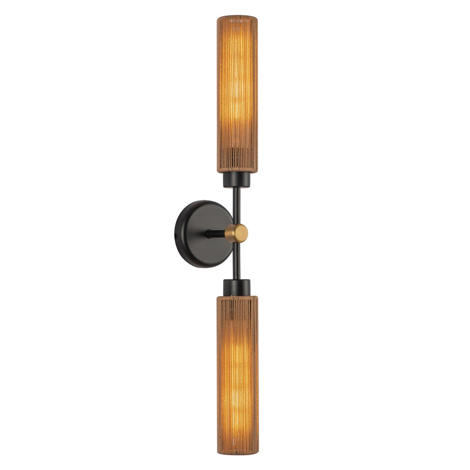 Alora - WV491223MBTJ - Two Light Vanity - Colby - Matte Black/Tan Jute