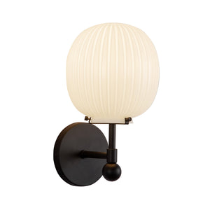 Alora - WV579107MBGR - One Light Vanity - Cherise - Matte Black/Glossy Ribbed Opal Glass