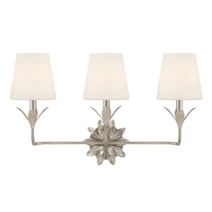 Crystorama - 573-OP-SA - Three Light Bath - Broche - Antique Silver