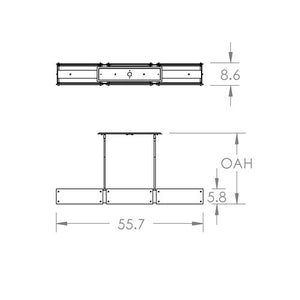 Hammerton Studio - PLB0044-56-MB-SG-001-E2 - Six Light Linear Chandelier - Textured Glass - Matte Black