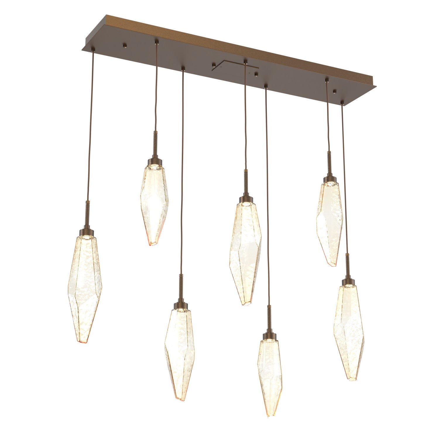 Hammerton Studio - PLB0050-07-FB-CA-C01-L3 - LED Linear Pendant - Rock Crystal - Flat Bronze