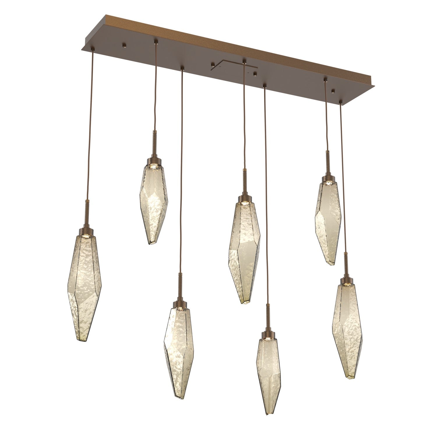Hammerton Studio - PLB0050-07-FB-CB-C01-L3 - LED Linear Pendant - Rock Crystal - Flat Bronze