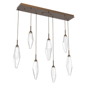 Hammerton Studio - PLB0050-07-FB-CC-C01-L3 - LED Linear Pendant - Rock Crystal - Flat Bronze