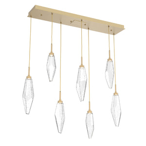 Hammerton Studio - PLB0050-07-GB-CC-C01-L3 - LED Linear Pendant - Rock Crystal - Gilded Brass