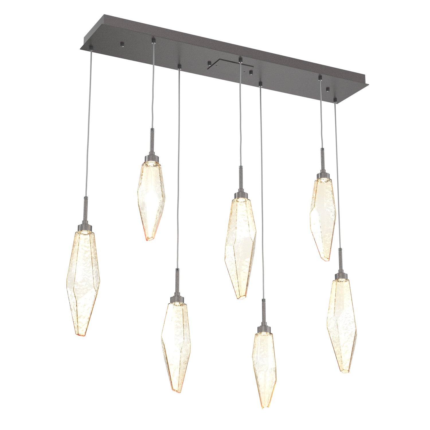 Hammerton Studio - PLB0050-07-GP-CA-C01-L3 - LED Linear Pendant - Rock Crystal - Graphite