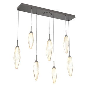 Hammerton Studio - PLB0050-07-GP-CA-C01-L3 - LED Linear Pendant - Rock Crystal - Graphite