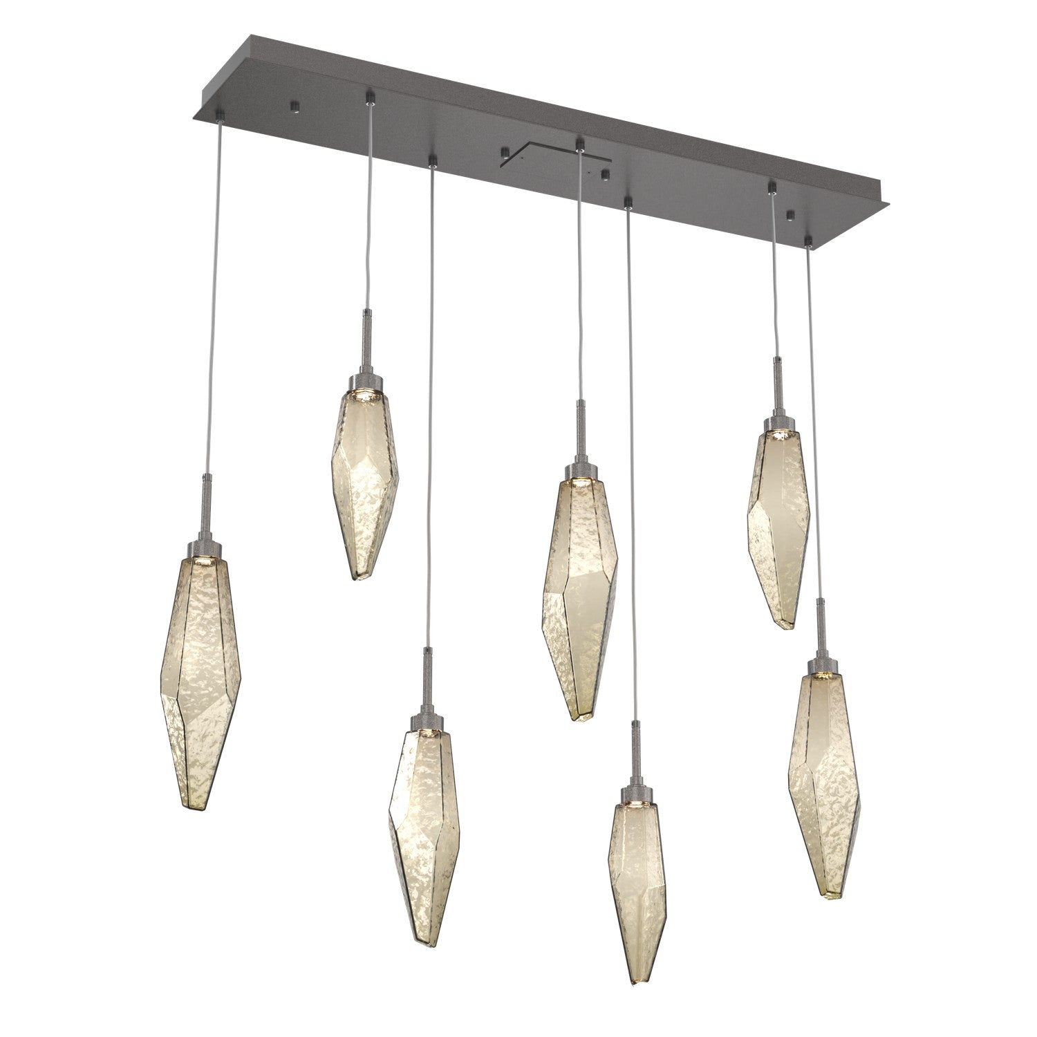 Hammerton Studio - PLB0050-07-GP-CB-C01-L3 - LED Linear Pendant - Rock Crystal - Graphite