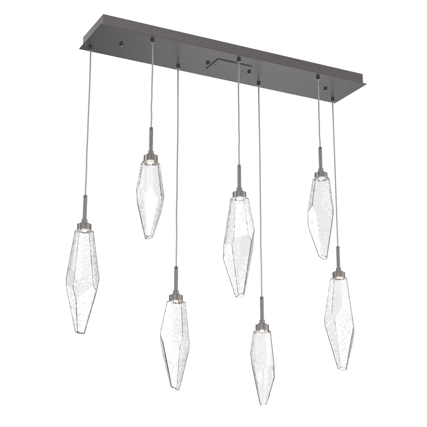 Hammerton Studio - PLB0050-07-GP-CC-C01-L3 - LED Linear Pendant - Rock Crystal - Graphite