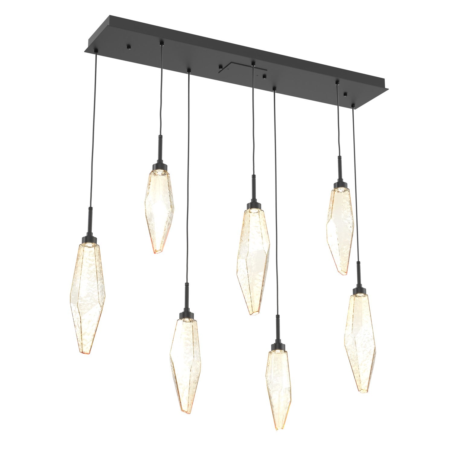 Hammerton Studio - PLB0050-07-MB-CA-C01-L3 - LED Linear Pendant - Rock Crystal - Matte Black