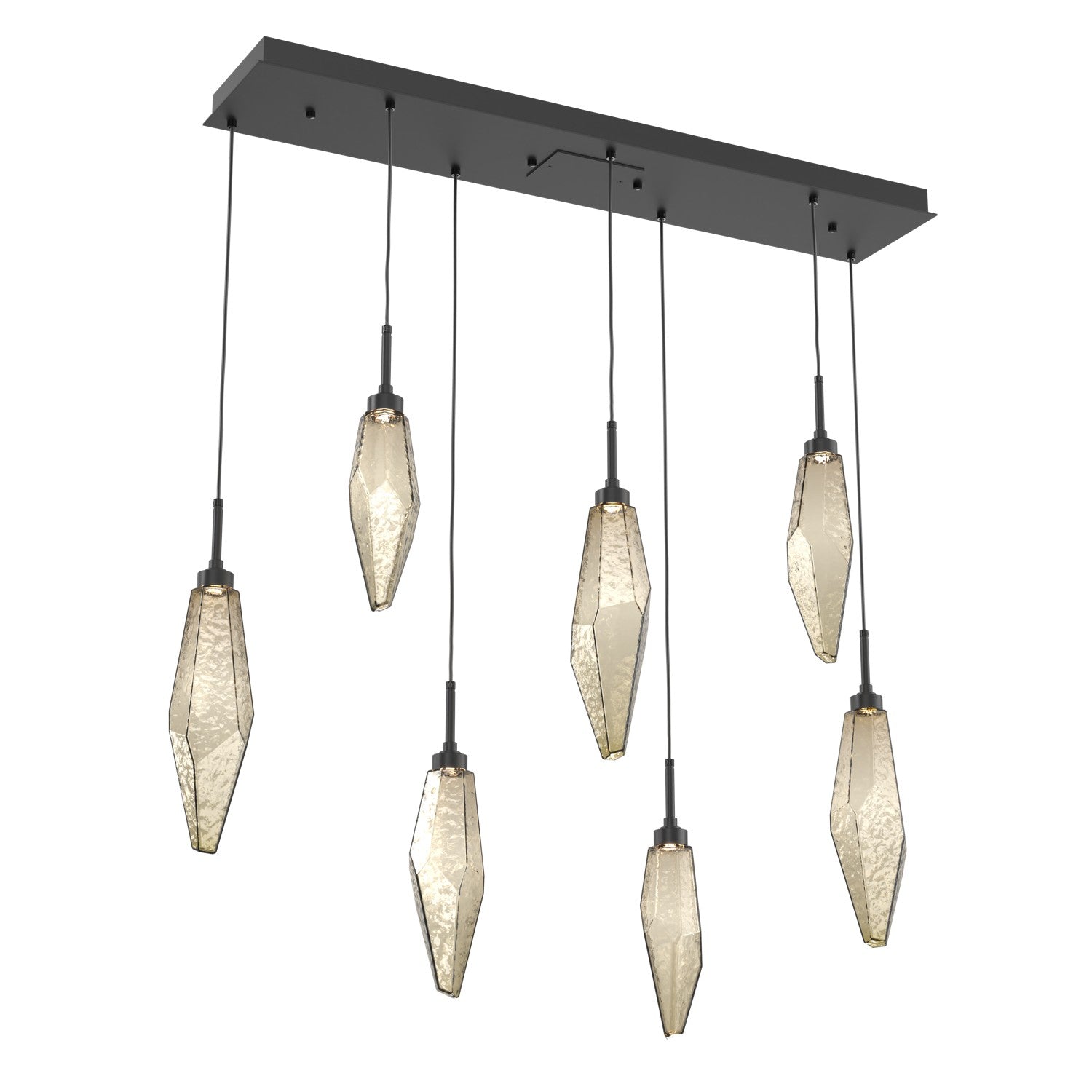 Hammerton Studio - PLB0050-07-MB-CB-C01-L3 - LED Linear Pendant - Rock Crystal - Matte Black